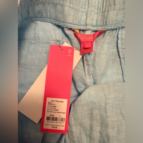 Lilly Pulitzer Blue Lagoon Lilo Linen Women's Shorts - Picture 5 of 9